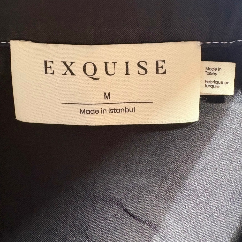 NEW Exquise Womens Medium Nara Dress Black Contrast Stitch Short Sleeve Midi - Picture 5 of 8